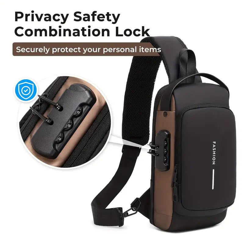 Anti-Theft Sling Bag with USB charging