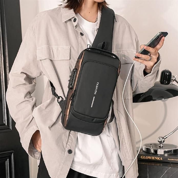 Anti-Theft Sling Bag with USB charging