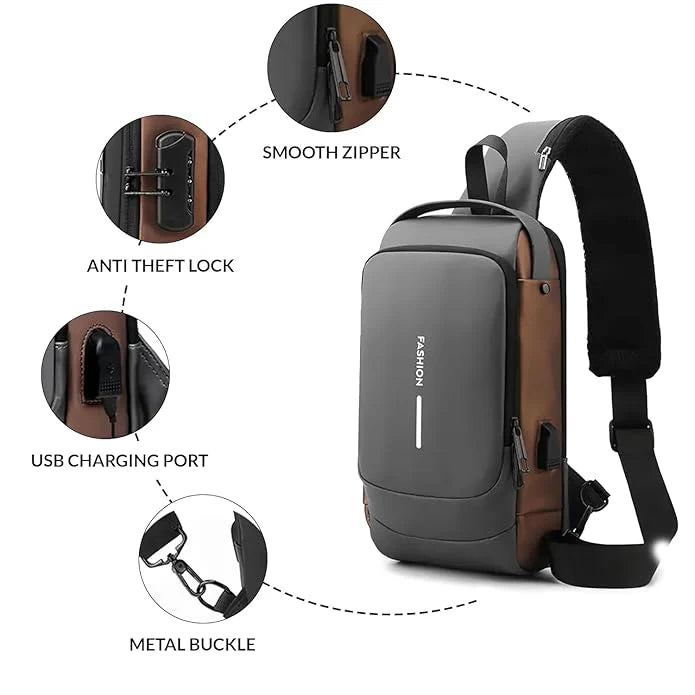 Anti-Theft Sling Bag with USB charging