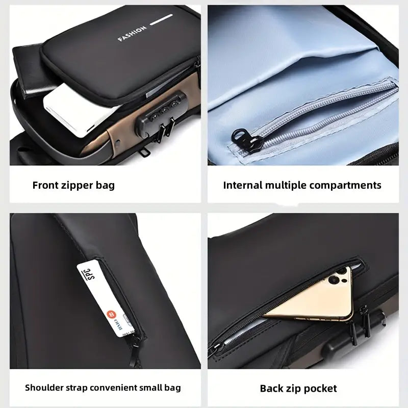 Anti-Theft Sling Bag with USB charging
